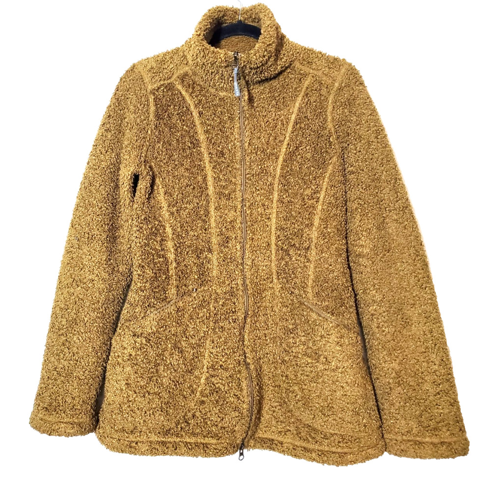 ATHLETA Womens Small Jacket TEDDY COAT Full Zip Fleece Comfy Pockets Brown‎